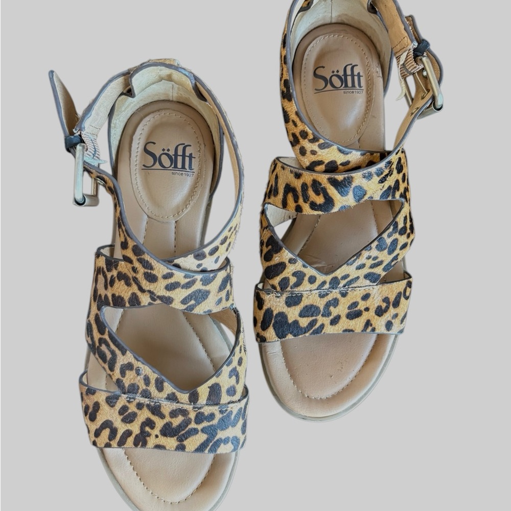Sofft Brown and Black Sandals with Stylish Buckle